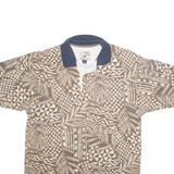 CUTTER & BUCK Mens Polo Shirt Brown 90s Crazy Pattern M