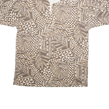 CUTTER & BUCK Mens Polo Shirt Brown 90s Crazy Pattern M