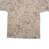 CUTTER & BUCK Mens Polo Shirt Brown 90s Crazy Pattern M