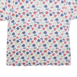 LEON LIVIN Half Button Womens Polo Shirt White Floral M