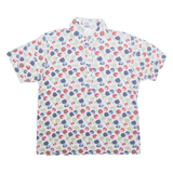 LEON LIVIN Half Button Womens Polo Shirt White Floral M