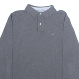 TOMMY HILFIGER Mens Polo Shirt Grey Long Sleeve L