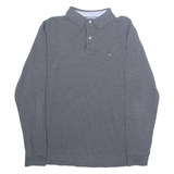 TOMMY HILFIGER Mens Polo Shirt Grey Long Sleeve L