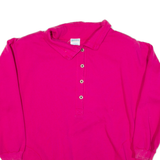CHEETAH Womens Sweatshirt Pink Button Neck 90s L