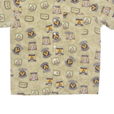 AVIREX Badge Print Mens Shirt Brown Patchwork M