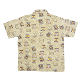 AVIREX Badge Print Mens Shirt Brown Patchwork M