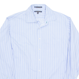 TOMMY HILFIGER Mens Shirt Blue Striped Long Sleeve L