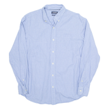 CHAPS Iconic Poplin Mens Shirt Blue Houndstooth Long Sleeve L