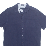 TOMMY HILFIGER Mens Plain Shirt Blue Linen S