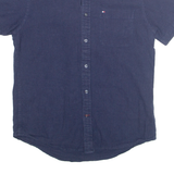 TOMMY HILFIGER Mens Plain Shirt Blue Linen S