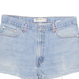 LEVI'S Floral Embroidered Cut Off 505 Womens Denim Shorts Blue XL W37