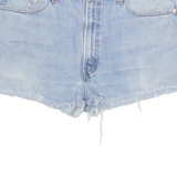 LEVI'S Floral Embroidered Cut Off 505 Womens Denim Shorts Blue XL W37