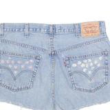 LEVI'S Floral Embroidered Cut Off 505 Womens Denim Shorts Blue XL W37