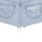 LEVI'S Floral Embroidered Cut Off 505 Womens Denim Shorts Blue XL W37