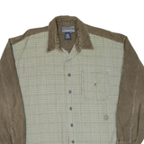 POINT ZERO Mens Corduroy Shirt Green Long Sleeve XL