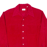 ANDBURST Mens Corduroy Shirt Red Long Sleeve L