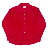 ANDBURST Mens Corduroy Shirt Red Long Sleeve L