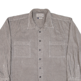 PURE STUFF Mens Corduroy Shirt Grey Long Sleeve 2XL