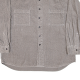 PURE STUFF Mens Corduroy Shirt Grey Long Sleeve 2XL