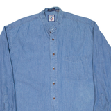 MAREH Mens Denim Shirt Blue Long Sleeve M