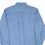 LANDS END Mens Denim Shirt Blue Long Sleeve S