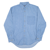 LANDS END Mens Denim Shirt Blue Long Sleeve M