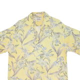 CAMPIA Mens Hawaiian Shirt Yellow Floral L