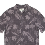 ISLAND SHORES Mens Hawaiian Shirt Grey Floral M