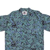 CLEARWATER Mens Hawaiian Shirt Blue Crazy Pattern L
