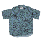 CLEARWATER Mens Hawaiian Shirt Blue Crazy Pattern L