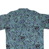 CLEARWATER Mens Hawaiian Shirt Blue Crazy Pattern L