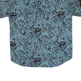 CLEARWATER Mens Hawaiian Shirt Blue Crazy Pattern L