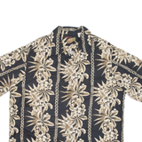 CARIBBEAN JOE Mens Hawaiian Shirt Black Floral L