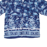 ROUTE 66 Surfing Mens Hawaiian Shirt Blue Floral M