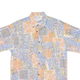 TACOT BLEU Mens Hawaiian Shirt Blue Crazy Pattern S