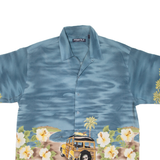 PROFILE ISLAND Mens Hawaiian Shirt Blue Floral L