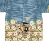 PROFILE ISLAND Mens Hawaiian Shirt Blue Floral L