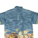PROFILE ISLAND Mens Hawaiian Shirt Blue Floral L