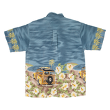 PROFILE ISLAND Mens Hawaiian Shirt Blue Floral L