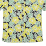 TEIAITO Mens Hawaiian Shirt Green Floral L