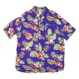 KING SIZE Tall Mens Hawaiian Shirt Purple Floral L