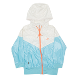 NIKE Womens Track Jacket Blue Nylon Hooded Colourblock M