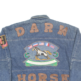 KOWLOON JEANS Dark Horse Mens Sherpa Lined Denim Jacket Blue USA XL