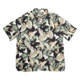 CROFT & BARROW Mens Hawaiian Shirt Black Floral XL