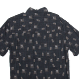 ISLAND SHORES Mens Hawaiian Shirt Black Crazy Pattern S
