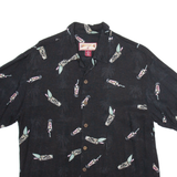 CARIBBEAN JOE Mens Hawaiian Shirt Black Crazy Pattern M