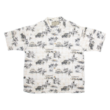 PALM ISLAND Mens Hawaiian Shirt Beige Crazy Pattern XL