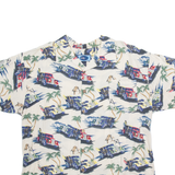 PACIFIC BLUE Mens Hawaiian Shirt Cream Crazy Pattern XL