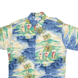 CAMPIA MODA Mens Hawaiian Shirt Blue Crazy Pattern L