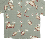 CARIBBEAN Mens Hawaiian Shirt Green Silk Floral M